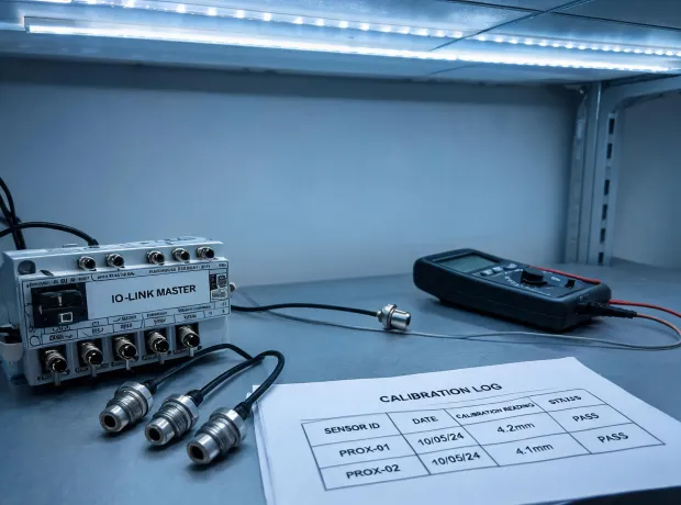 Balluff engineering bench with sensor documentation
