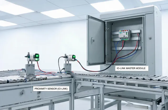 IO-Link sensor modules on an automation panel