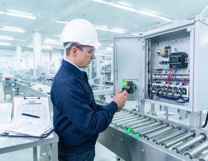 Automation engineer integrating IO-Link sensors on a conveyor